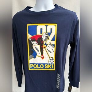 Ralph Lauren Navy Long-Sleeve Polo Ski Graphic Tee